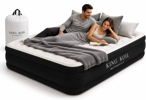 King Koil 20" California King Air Mattress with Built-in High-Speed Pump - CNN Underscored Top Pick, Sleeps Like a Real Bed, Fast Inflation