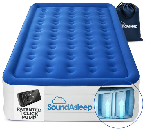 Air Mattress with ComfortCoil Technology & Built-in High Capacity Pump for Home Camping- Double Height, Adjustable, Inflatable Blow Up