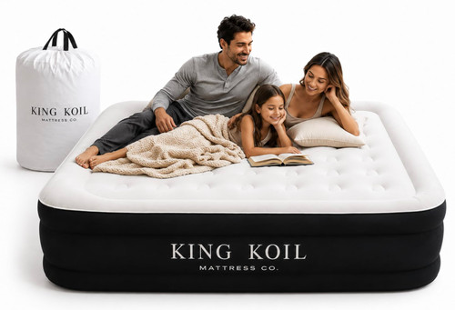 King Koil 16" Queen Air Mattress with Built-in High-Speed Pump - CNN Underscored Top Pick, Sleeps Like a Real Bed, Inflates in 2 Minutes