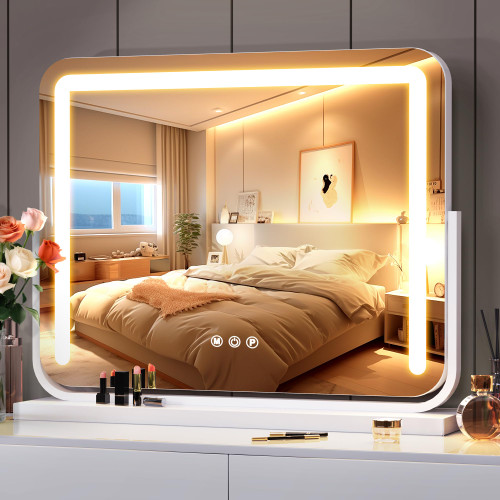 Makeup Mirror,Dimmable Smart Touch Control Mirror with Lights for Bedroom