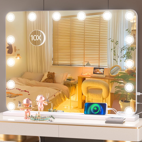 Hasipu Vanity Mirror with Lights, 32" x 24" Makeup Mirror, Light up Mirror