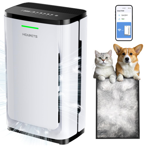 Pet Air Purifier Large Home 4200 sq ft, Suck up Floating Cat Dog Hair Dander, 7-Stage H13 HEPA Anion Activated Carbon Filter