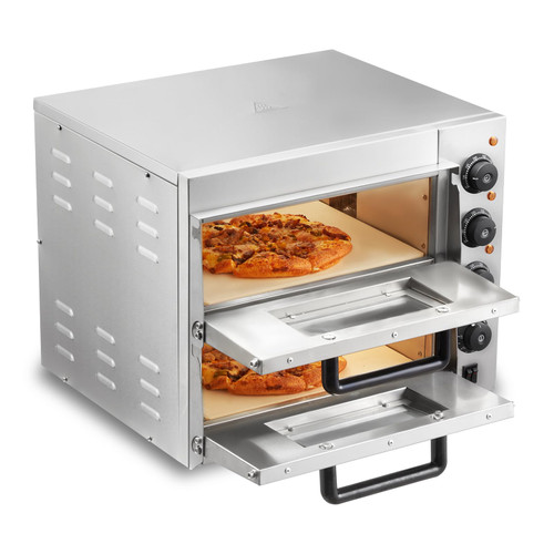 VEVOR Commercial Pizza Oven Countertop, 14" Double Deck Layer, Stainless Steel Electric Pizza Oven