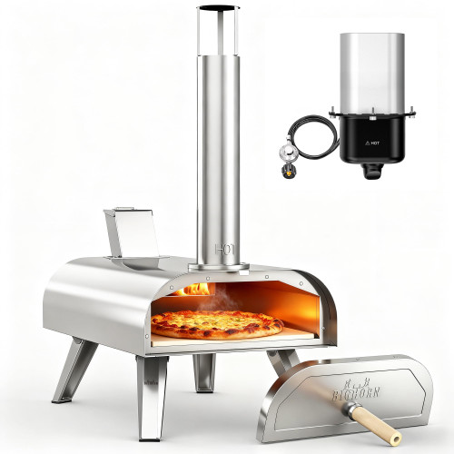 BIG HORN OUTDOORS 12" Multi-Fuel Pizza Oven, Portable Outdoor Pizza Oven