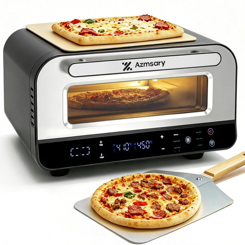 Electric Pizza Oven – 6 Programs, Max 840°F, Suitable for 12 inch Pizzas, 5-in-1 Multifunction