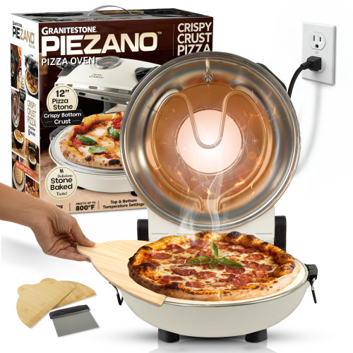 Crispy Crust Pizza Oven by Granitestone – 12 Inch Electric Pizza Oven Indoor Countertop Maker