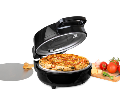Homecraft Stone Baked Pizza Oven – 12in Woodfired Style Indoor Electric Countertop Pizza Maker – Ceramic Stone