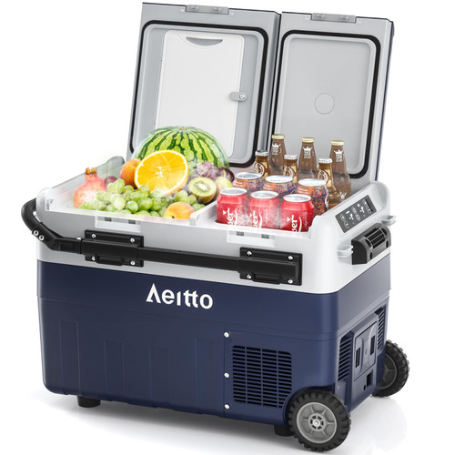 Aeitto 12 Volt Car Refrigerator, 42QT(40L) Dual Zone Portable Car Fridge Freezer -4℉-68℉ Electric Cooler