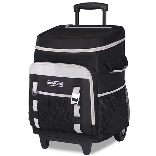 INSMEER Cooler with Wheels and Handle, 80 Cans/50L Rolling Cooler, Portable Soft Sided Cooler