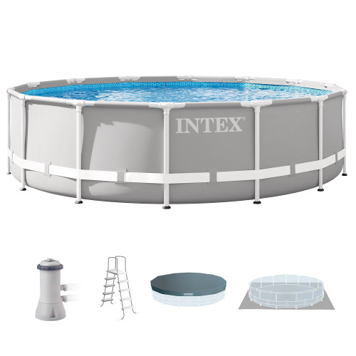Intex 26719EH Prism Frame Premium Above Ground Swimming Pool Set: 14ft x 42in – Includes 1000 GPH Cartridge Filter Pump – SuperTough Puncture Resistant