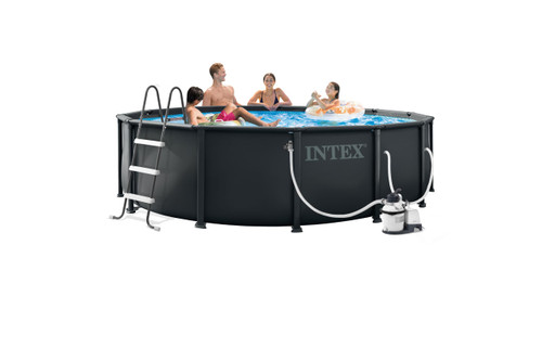 INTEX 26309MZ 14ft x 42in Ultra XTR Frame Deluxe Above Ground Swimming Pool Set with 925 GPH Sand Filter Pump, Removable Ladder
