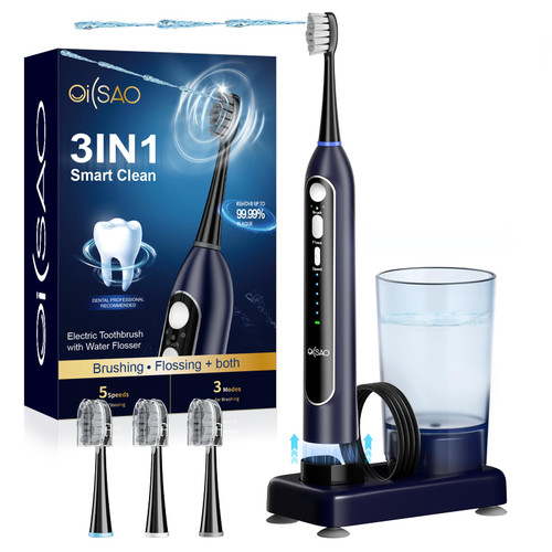Flosser, Upgraded 2.0 Flossing Toothbrush with 5 Speeds & 3