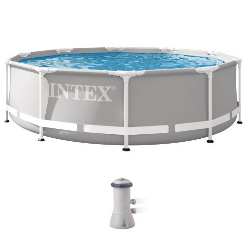 INTEX 26701EH Prism Frame Premium Above Ground Swimming Pool Set: 10ft x 30in – Includes 330 GPH Cartridge Filter Pump