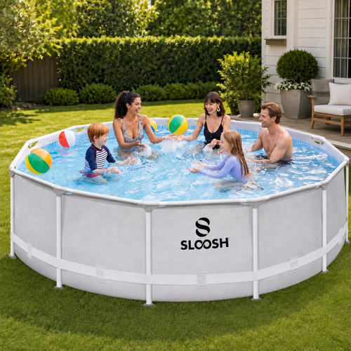12ft x 30inch Outdoor Round Frame Above Ground Swimming Pool Set for Kids Adults with Filter Pump