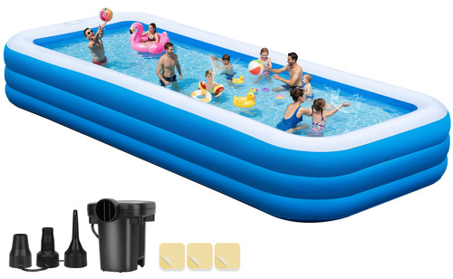 Extra Large Inflatable Pool 180" x 76" x 22" with Air Pump Included – 1303 Gallon Blow Up Pool for Adults Family