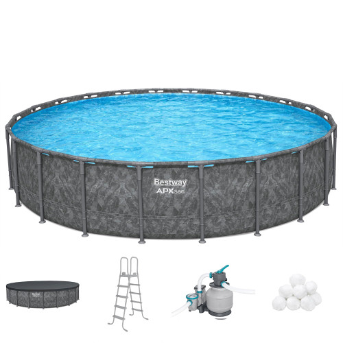 Bestway APX 365 22' x 52" Above Ground Pool, Round Metal Frame Outdoor Swimming Pool Set with Sand Filter Pump