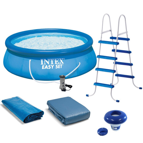INTEX Easy Set Inflatable Swimming Pool Set: 15ft x 48in – with 1000 GPH Cartridge Filter Pump and Hydrotools Chlorine Dispenser