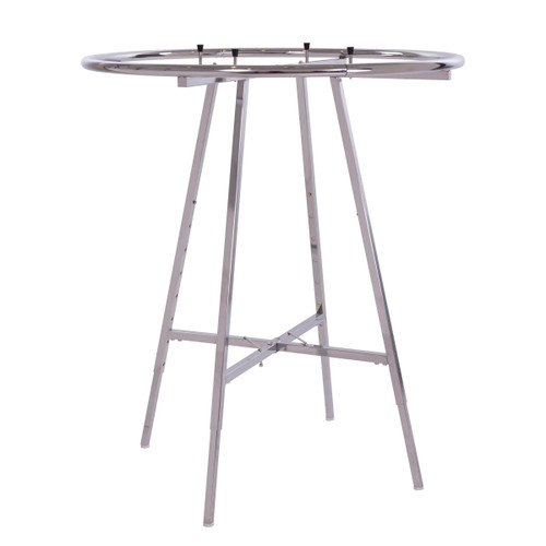 Econoco 42-Inch Folding Round Garment Rack, Adjustable 46–66″ Height | Chrome finish retail display with 360° garment access