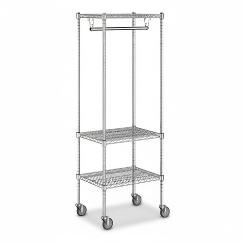 Zedfire 18" x 24" x 70" NSF Chrome Clothes Rack with Wheels, Heavy Duty Garment and Coat Shelf Organizer