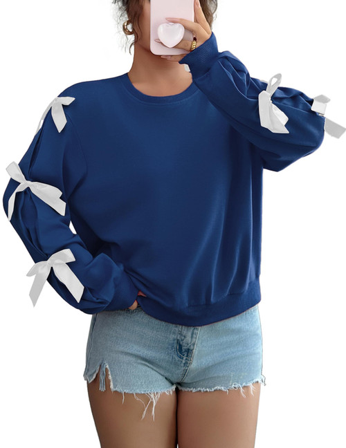 Lightweight Sweatshirt Oversized Crew Neck Comfy Long Sleeve