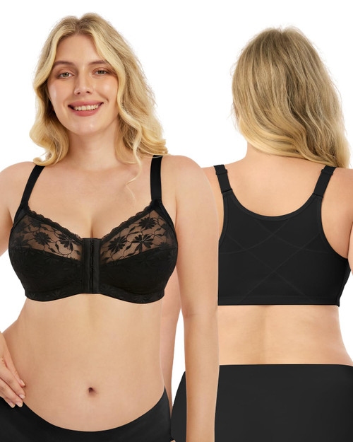 Front Closure Minimizer Wireless Bra Plus Size Posture Comfy Bras
