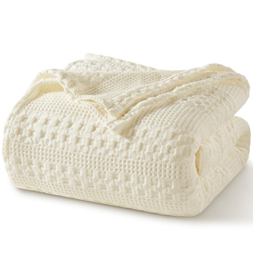 PHF 100% Cotton Waffle Blanket King Size for Bed