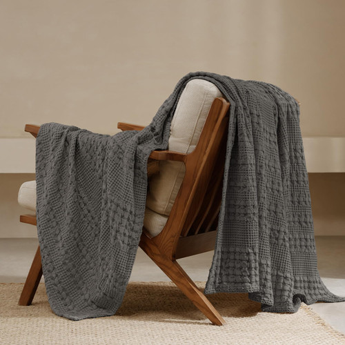 PHF 100% Cotton Waffle Throw Blanket for Couch