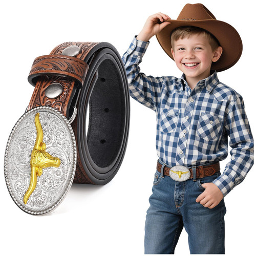 Boy with Removable Buckle Western Belts for Jeans Party Rodeo Gifts