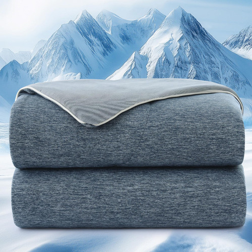 PHF Cooling Comforter King Size Rayon from Bamboo, 90"x90", Navy Blue