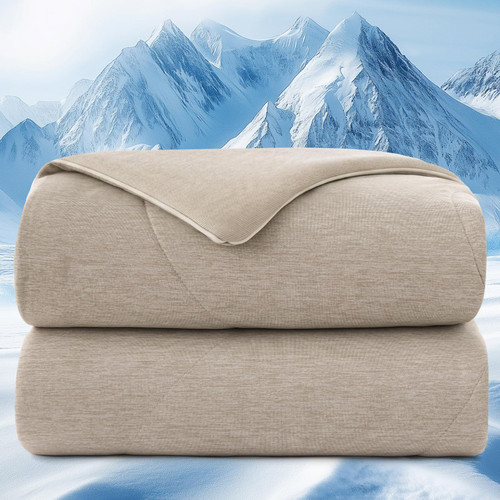 PHF Cooling Comforter King Size Rayon from Bamboo, 108 "x90, Taupe
