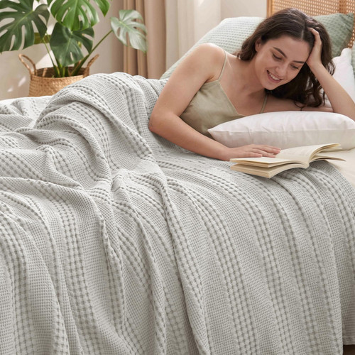 PHF Cooling Waffle Blanket Twin Size for College Dorm