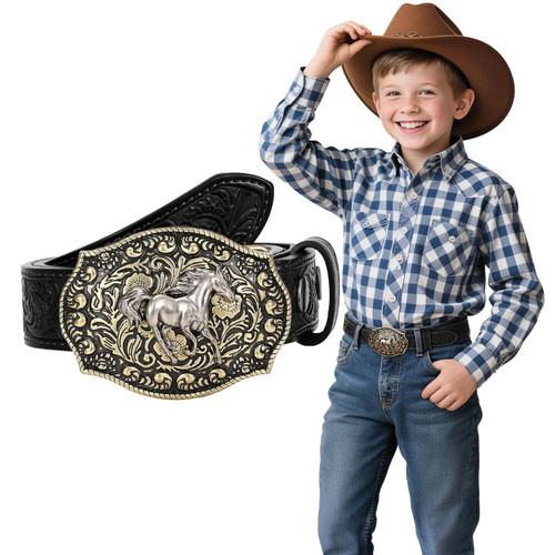 Kid Western Belt for Boys Girls Toddlers Cowboy Leather