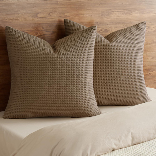 PHF 100% Cotton Waffle Weave Euro Shams 26" x 26", No Filling