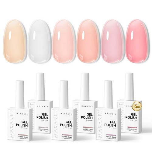 Polish Set Salon-Grade UV Nail Art Manicure DIY Salon Home - Peachy Pink