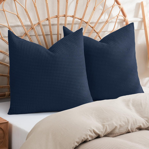 PHF 100% Cotton Waffle Weave Euro Shams 26" x 26", No Filling