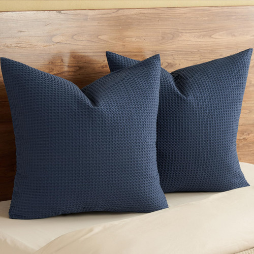 PHF 100% Cotton Waffle Weave Throw Pillow Cover, 24" x 24", No Filling