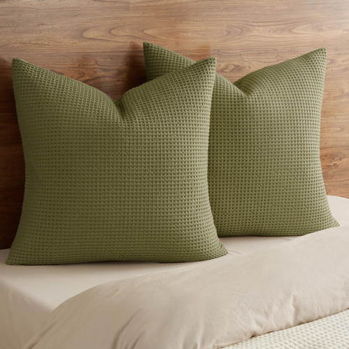 PHF 100% Cotton Waffle Weave Throw Pillow Cover, 24" x 24", No Filling