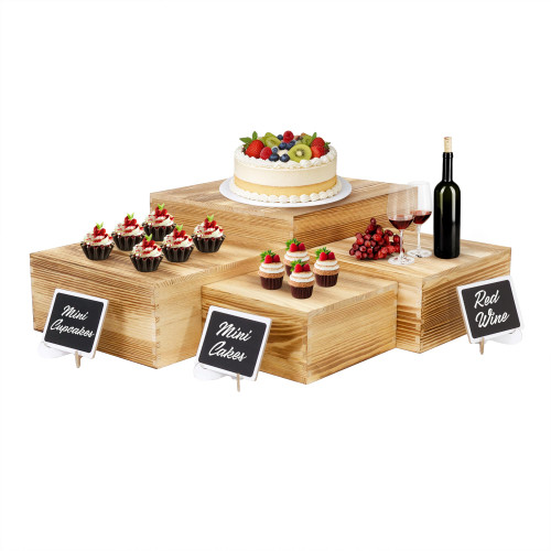 Cupcake Stand Buffet Display with Mini Signs | Rustic Catering Supplies Buffet Display