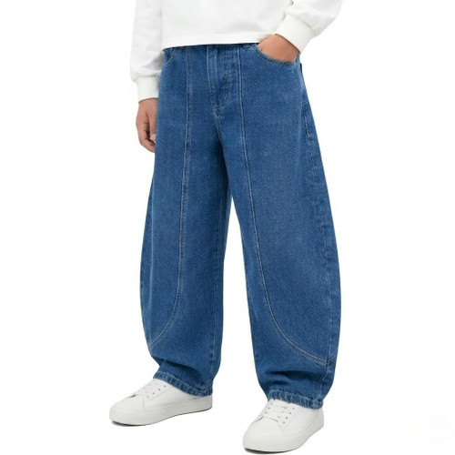 Baggy Jeans for Boys Cargo Jeans, Mid Rise Elastic Waist