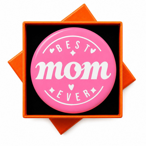 Best Mom Ever Button Pin: 2.3 Inch Metal Badge in Gift Box