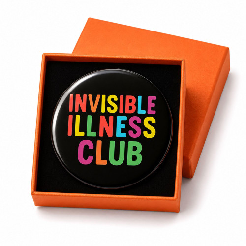 Invisible Illness Awareness Button Pin: 2.3 Inch Metal Badge In Gift Box