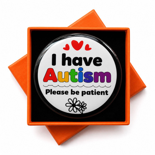 Daily Autism Communication Button Pin: 2.3 Inch Safety Pin Back