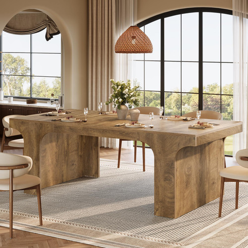 Large Rectangular Dining Furniture with Double Pedestal for Dinner Room