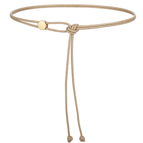 Women Skinny Tie Leather Waist Belt for Dress