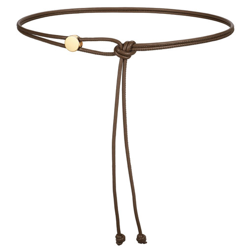 Women Skinny Tie Leather Waist Belt for Dress