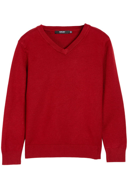 Big Boys' & Little Kids Youth Long Sleeve V Neck Pullover Sweater