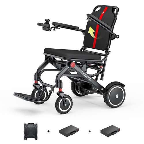 Power Wheelchair for Adults, Portable Motorized Wheelchair with Travel Bag