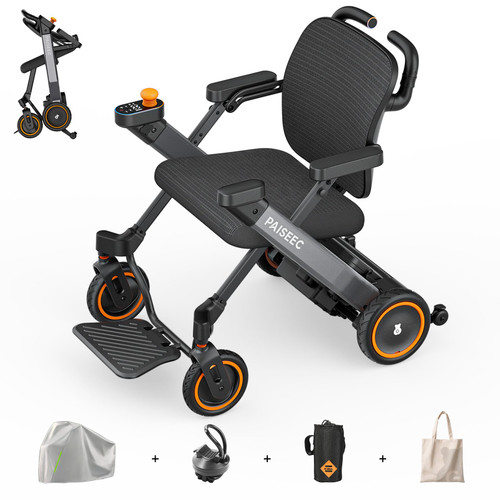 PAISEEC 3-in-1 Electric Wheelchair for Adults, Power Wheelchair with Push-Assist, Effortless Slope Climbing, Motorized Wheelchair Walker Combo for Travel/Indoor, Airline Approved, 300lbs Capacity