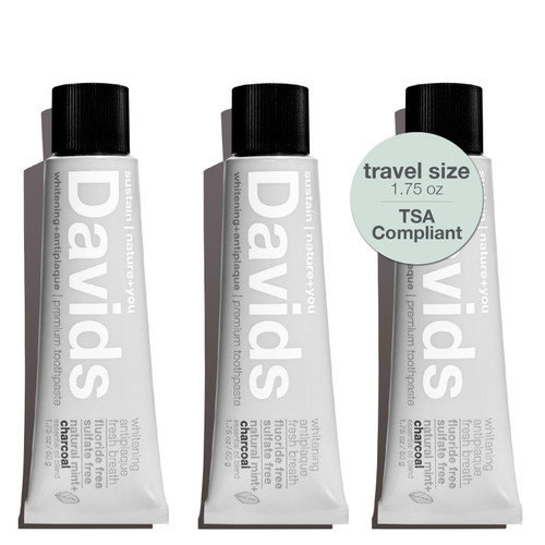 Davids Whitening Charcoal Travel Toothpaste, Antiplaque, Fluoride