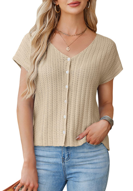 Women Sweater Vest Button Up Casual V Neck